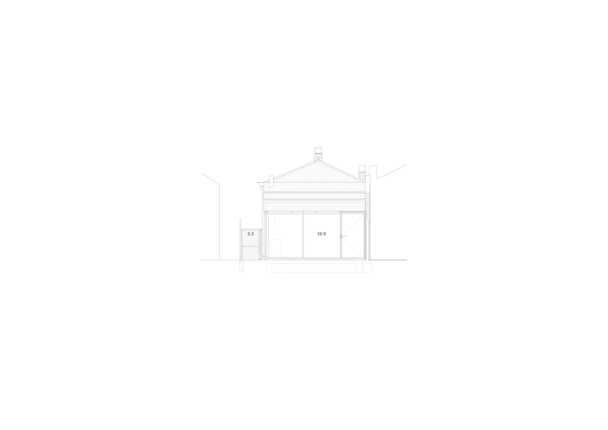 East Elevation Drawing 1:100 Economy House 1 by Office of Alexei Haddad